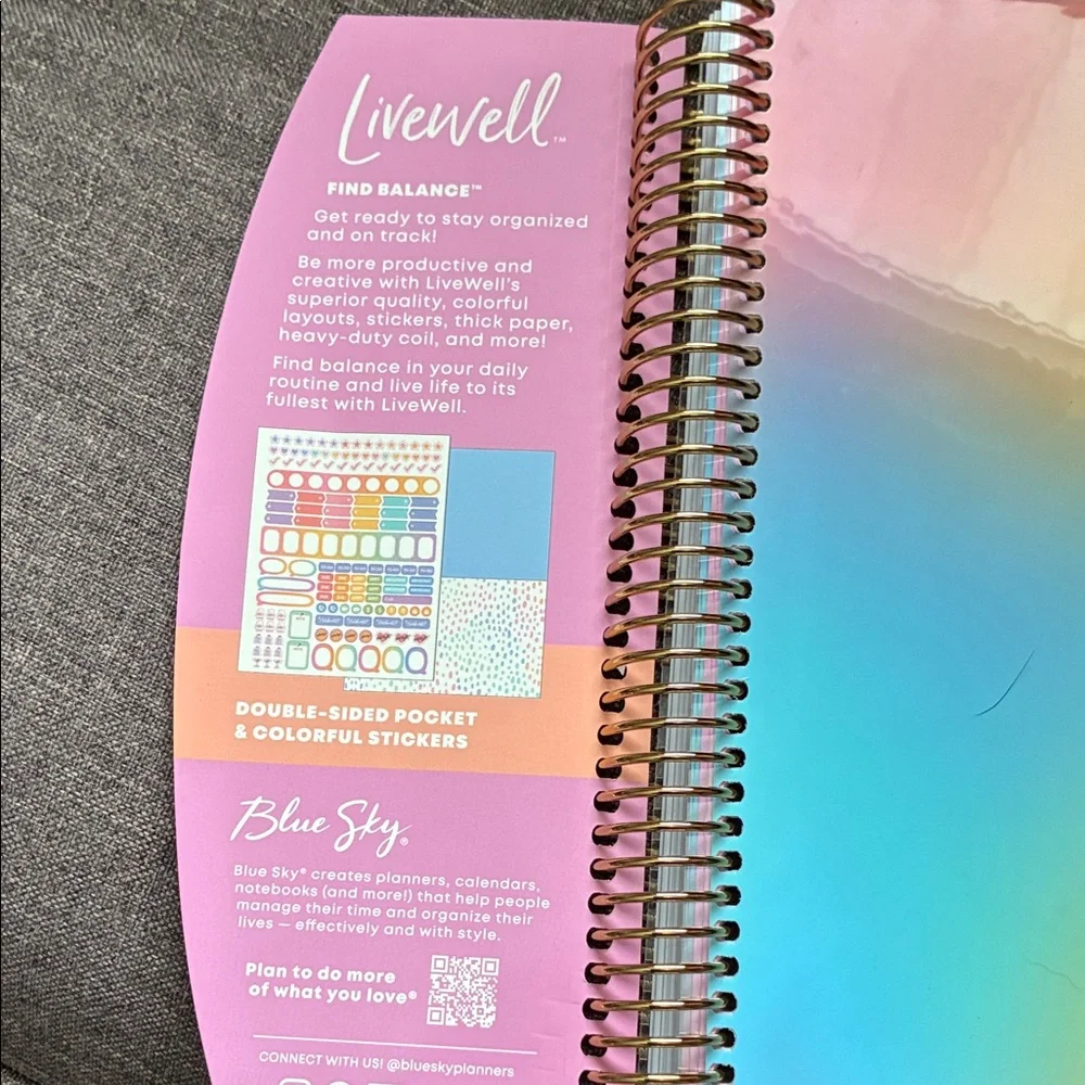 Blue Sky Vibrant Planner with Gold Spiral 2026